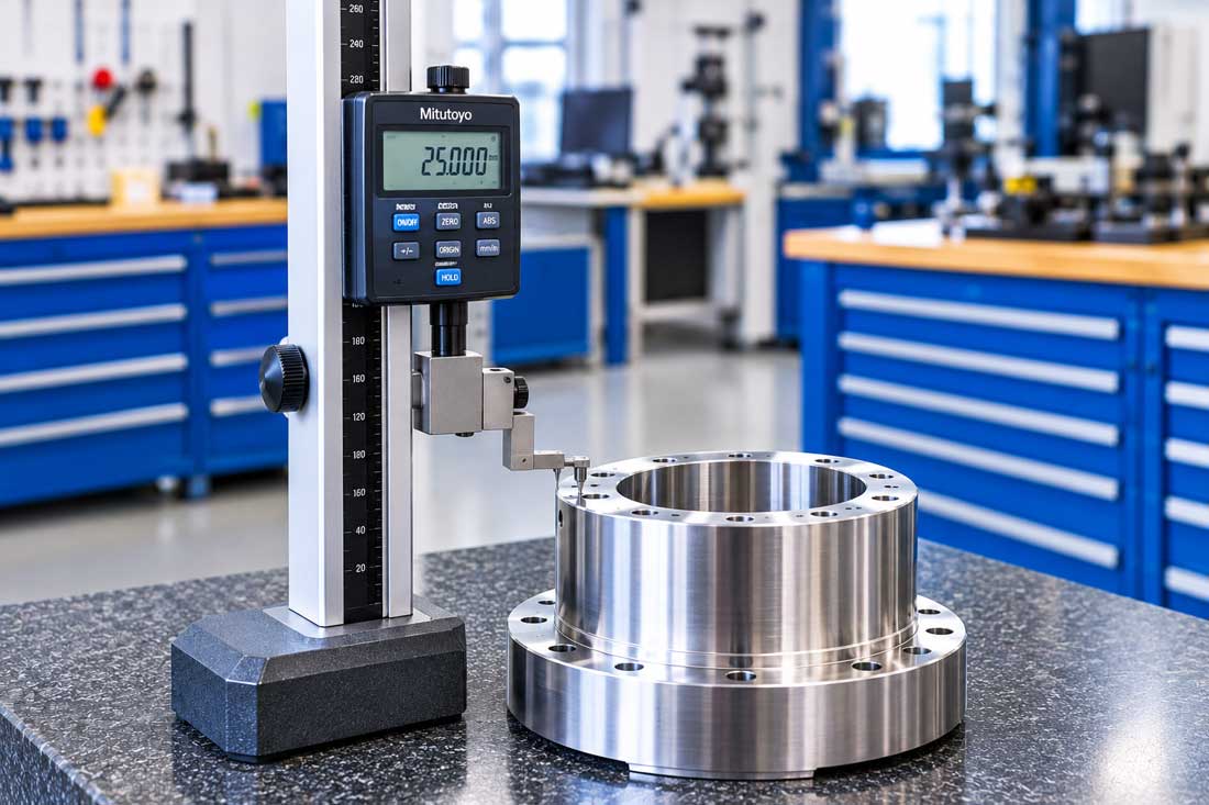 Bevel protractor checking the angle of a metal edge
